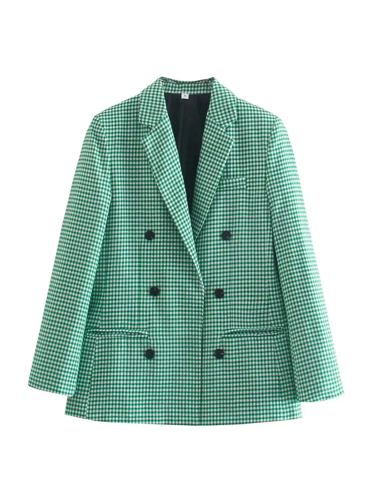 Rutig blazer i vintagestil